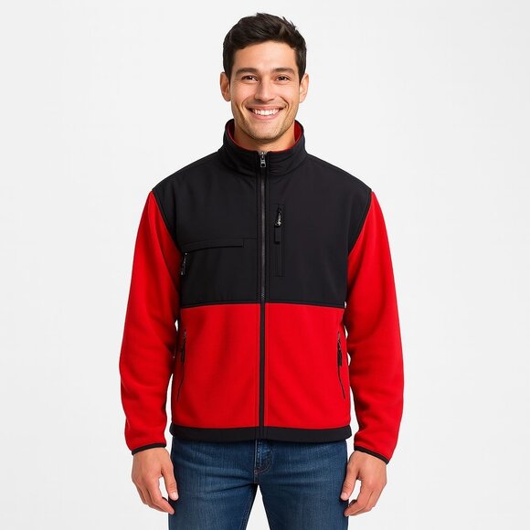 Colorado Timberline Red Black Fleece Jacket Large Softshell Outdoor Toro Work - Picture 3 of 12